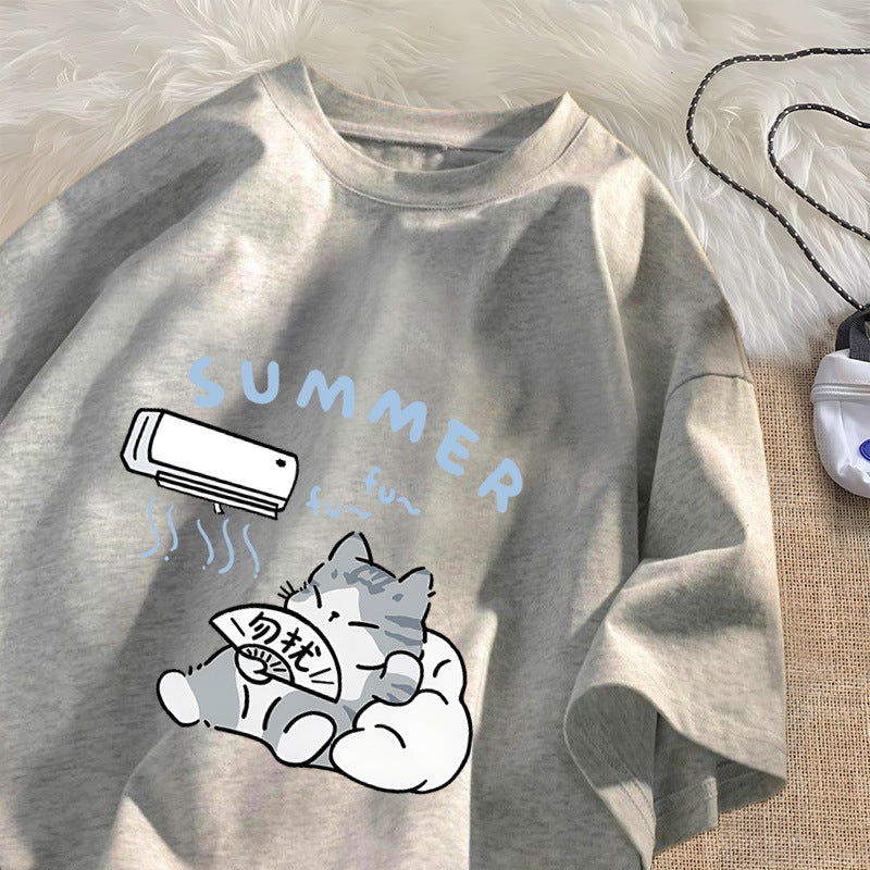 Summer Cat T Shirt for Men Women American Street