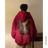 Men Hoodie Hooded Sweater Men's Spring Retro Baggy Coat