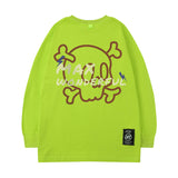 Men's Long Sleeve Shirt Cartoon Printed round Neck Long Sleeve T-shirt Men's Ins Loose All-Match