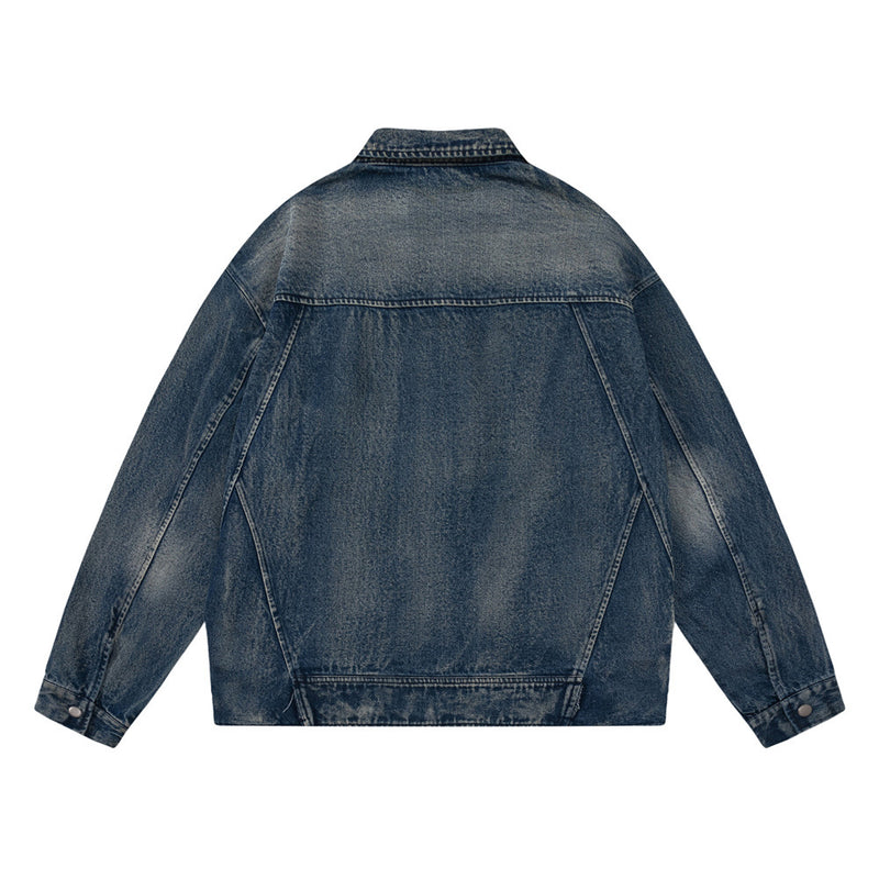 Men Denim Jacket Men's Vibe Loose Washed-out Distressed Jacket