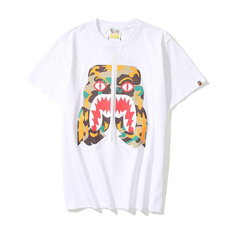 Bathing Ape T Shirt Summer Zipper Printed Short Sleeve