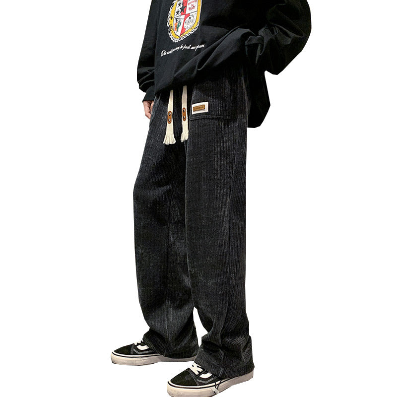 Men Sweatpants Vintage Corduroy Fall Loose Casual Trousers
