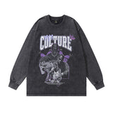 Men Long Sleeve Shirt Rapper Portrait Printing Washed and Worn Long Sleeve Bottoming T-shirt Men and Women