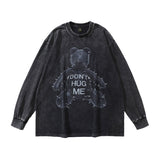 Men Long Sleeve Shirt Printed Washed Long Sleeve Bottoming Hiphop Long Sleeve T-shirt for Men