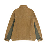 Men Denim Jacket Design Color Block Denim Jacket Men's Spring and Autumn Loose Wash Denim Jacket