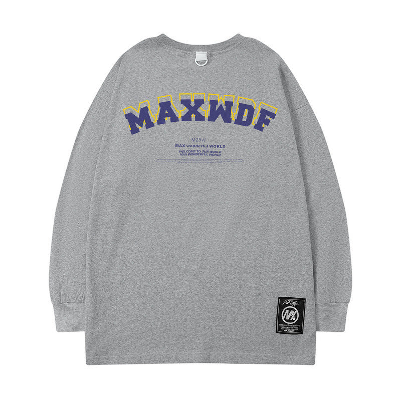 Men's Long Sleeve Shirt Letter Printed Long Sleeve T-shirt Men's Loose Ins Casual Top