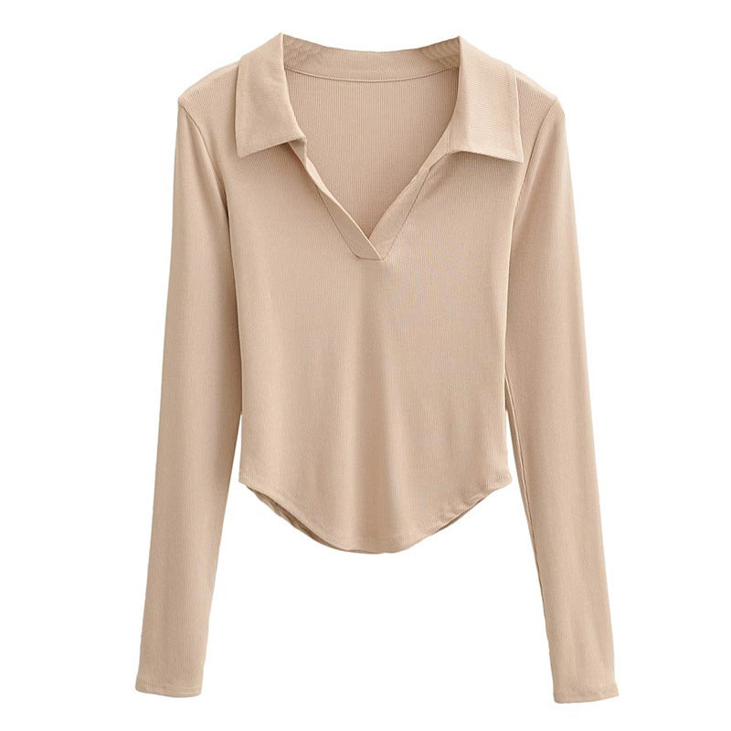 Women T-Shirt Long Sleeve Slim Fit Pullover High Waist Short Women's T-shirt