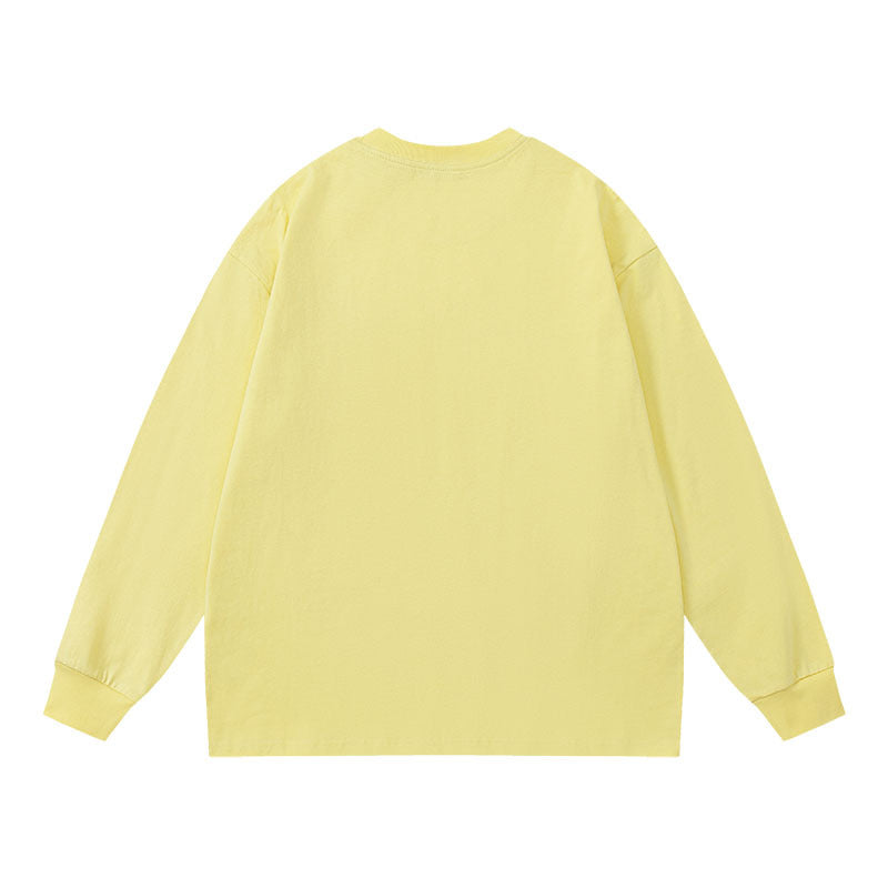 Men Long Sleeve Shirt Dopamine Couple Long Sleeve T-shirt Retro Loose Casual