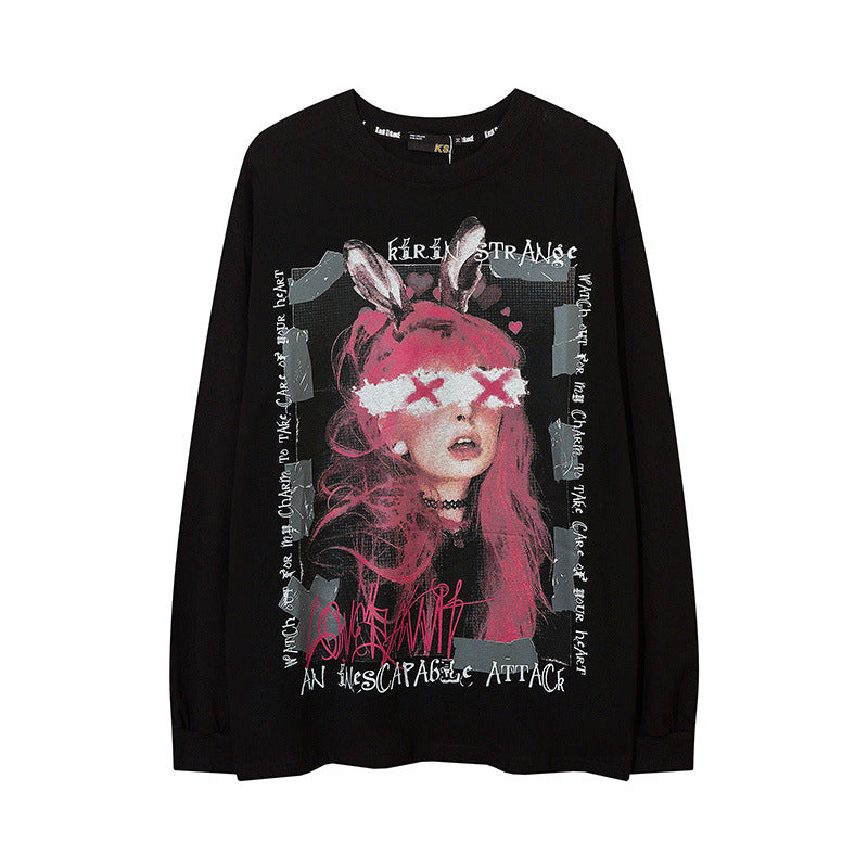 Men Long Sleeve Shirt Street Printing Long Sleeve T-shirt Men's and Women's Ins Sweater Couple