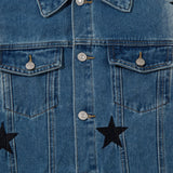 Men Denim Jacket XINGX Embroidered Spray Denim Jacket Men and Women Couple Jacket Spring and Autumn