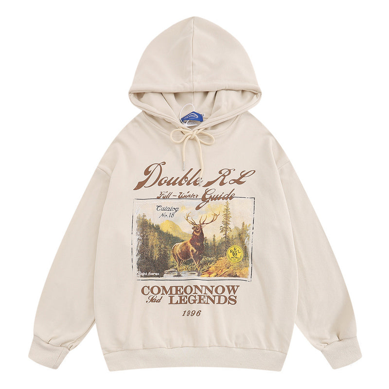Men Hoodie Printed Hoodie Loose Casual Long Sleeves Hoodie Spring and Autumn