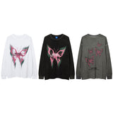 Men Long Sleeve Shirt Graffiti Printing Fried Color Bottoming Long Sleeve T-shirt Men's Loose All-Match Couple