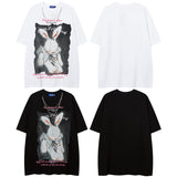 Men T Shirt Letter Graffiti Couple Men and Women Hip Hop Casual Short Sleeve T-shirt