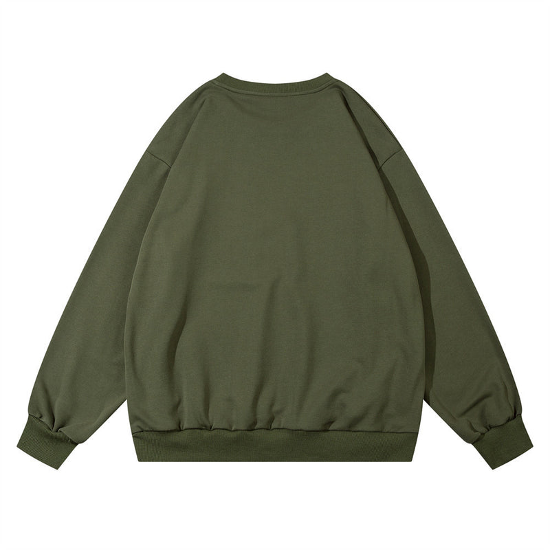 Men Hoodie Printed round Neck Long-Sleeved Sweater Men's Autumn and Winter Loose Sports Pullover
