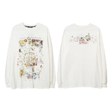 Men Long Sleeve Shirt Rose Printed Long Sleeve T-shirt Men's and Women's Ins Sweater