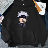 Anime Satoru Gojo Printed Long Sleeve Pullover Hoodies