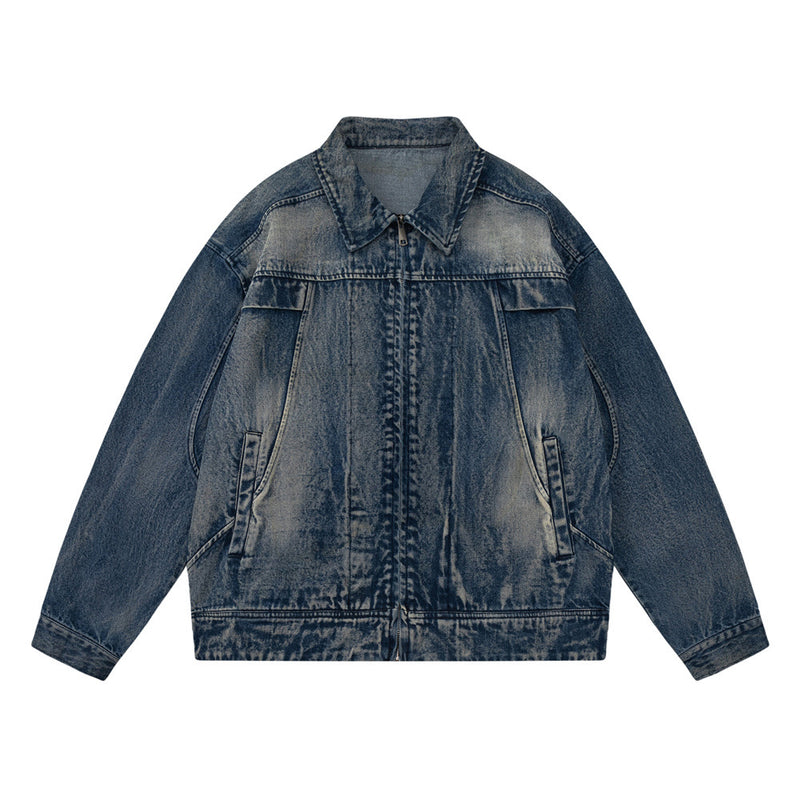 Men Denim Jacket Men's Vibe Loose Washed-out Distressed Jacket