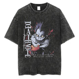 Harajuku Vintage Washed T Shirts Death Note Anime