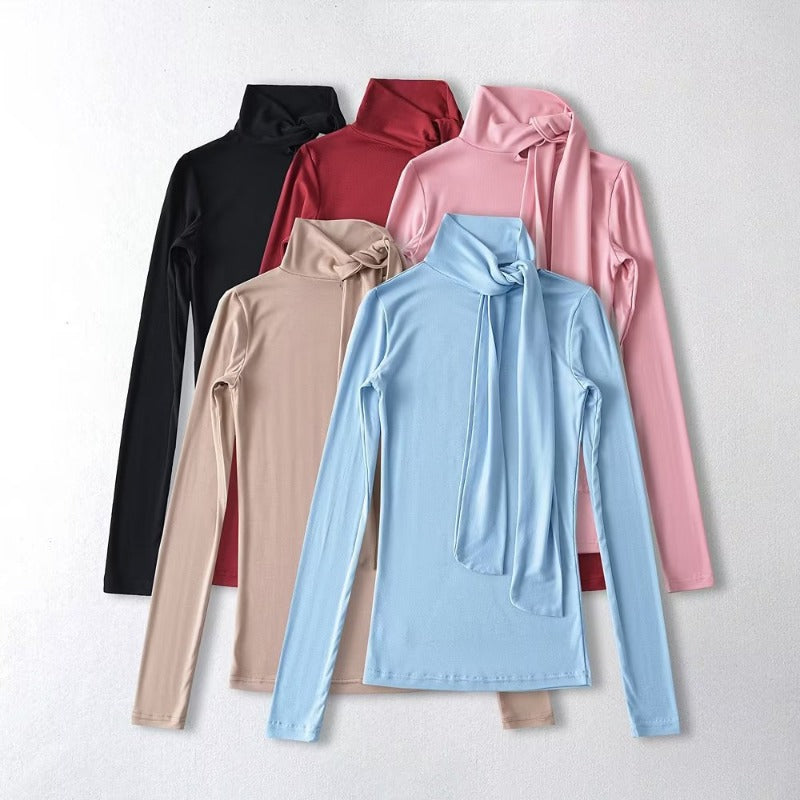 Women T-Shirt Tight Turtleneck Long Sleeve T-shirt Women's Bottoming Shirt