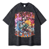 2024Iguro Obanai T Shirts Oversized Vintage Washed Anime