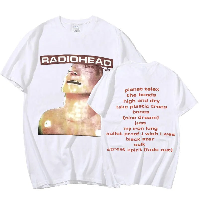 Vintage Rock Band Radiohead T Shirt Men Cotton T-shirts Hip