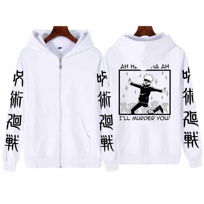 Jujutsu Kaisen Gojo Satoru Print zipper Hoodies Funny