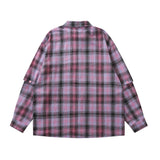 Men Long Sleeved T Shirt Plaid Long Sleeve Shirt Boys Sleeve Letter Lapel Shirt Coat