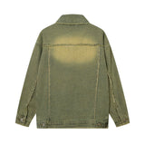 Men Denim Jacket Washed Distressed Denim Jacket Men's Spring and Autumn Casual Jacket Coat