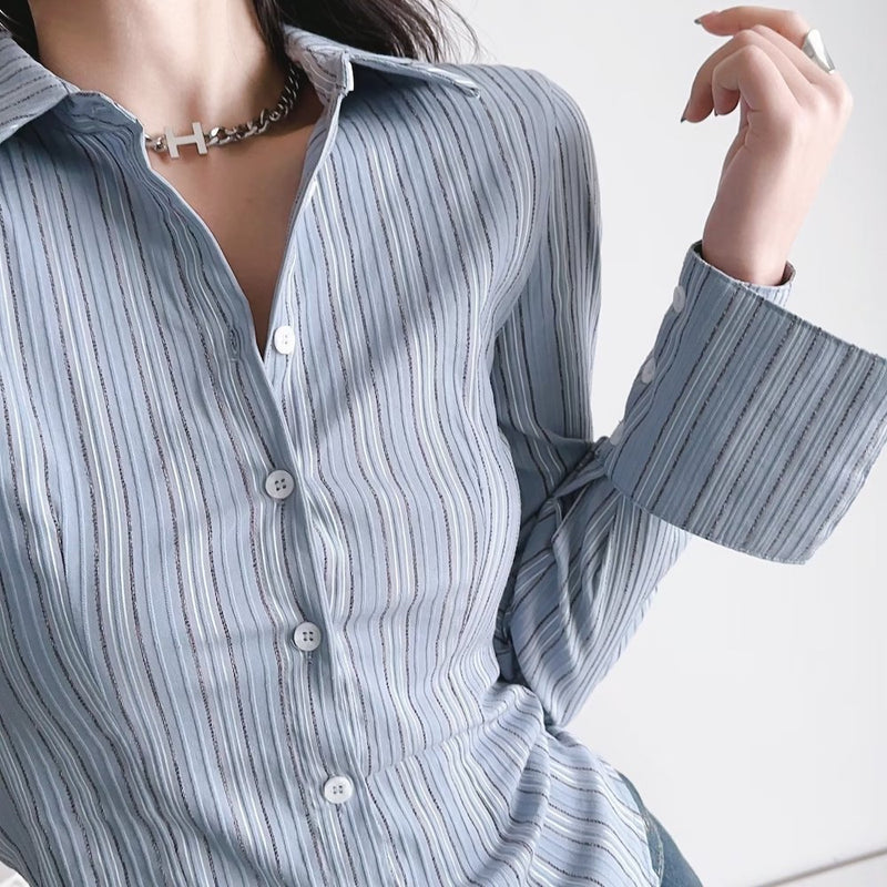Women T-Shirt Shirt Curved Cardigan Long Sleeve Top
