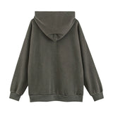 Men Hoodie Letter Printed Hoodie Men's Loose Pullover Long Sleeve Worn Looking Washed-out Hoodie