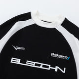 Men Hoodie Spring and Autumn Racing Suit Men's Loose round Neck Sweater Stitching Raglan Sleeve Sports