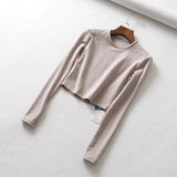 Women T-shirt Sports Bottoming Shirt Short Workout Clothes Long Sleeve T-shirt