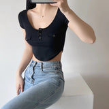 Women T-Shirt Short Sleeve Tight T-shirt Top