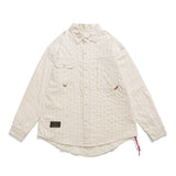 Men Long Sleeved T Shirt Striped Long Sleeve Lapel Shirt Men's Spring and Autumn High Street Casual Shirt Outer Wear