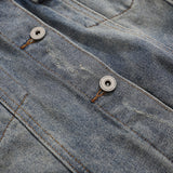 Men Denim Jacket Men's Autumn Loose Wash Distressed Coat