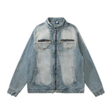 Men Denim Jacket Washed Do the Old Cowboy Jacket Men's Ins Denim Jacket Autumn