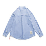 Men Long Sleeved T Shirt Vertical Striped Long Sleeve Shirt Men's Casual round Hem Shirt Loose Outer Fashion