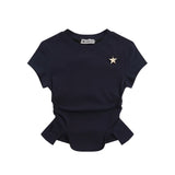 Women T-shirt Short-Sleeved T-shirt O-neck Short Top