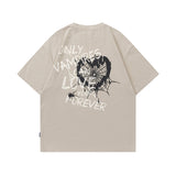 Men T Shirt Vintage Cartoon Print Couple Short Sleeve T-shirt Men and Women Hip Hop