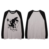 Men Long Sleeve Shirt Denim Embroidered Patch Long Sleeve Bottoming T-shirt Men and Women Couple