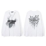 Men Long Sleeve Shirt Hiphop Spider Foam Print Couple Long Sleeve T-shirt Loose Men and Women