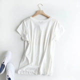 Women T-Shirt Summer Letter Printed Cotton Short-Sleeved T-shirt