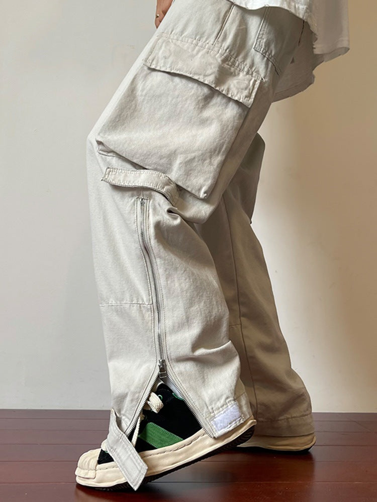 Men Sweatpants Men's Summer Pants Hiphop Leg Zipper Straight