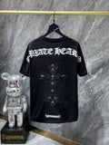 CHH Chrome Hearts T Shirts Letter Embroidered Leather Patchwork Short Sleeve T-shirt