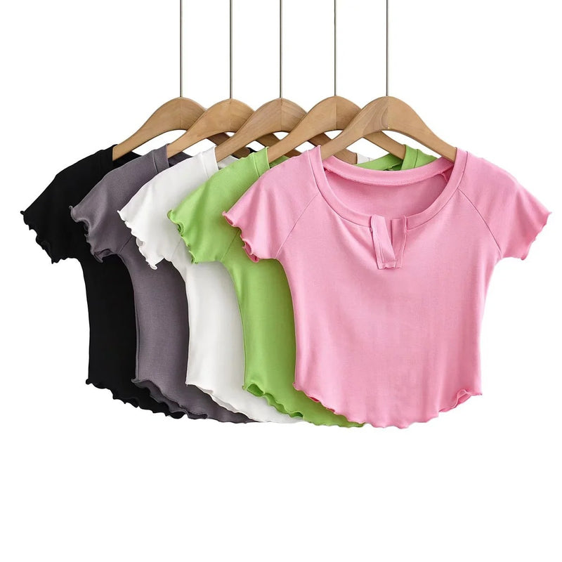 Women T-Shirt Slim V-neck Short Sleeve T-shirt