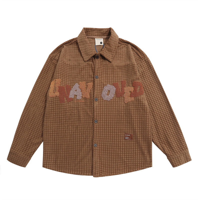 Men Long Sleeved T Shirt Letter Embroidered Long Sleeve Shirt Men's Loose Shirt Casual Top