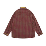 Men Long Sleeved T Shirt Fine Plaid Long Sleeve Shirt Menswear Fashion Brand Loose Casual Polo Collar Outer Shirt
