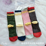 Kapital Sock Heel Smiley Socks Japanese Hiata Hehong Smiley RetroMid-Calf Socks Double Needle Thick Thread