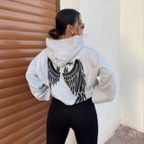 Women Sweatshirt Printed Hooded Casual Outer Wear Loose