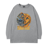 Men's Long Sleeve Shirt Cartoon Printed round Neck Long Sleeve T-shirt Men's Ins Loose All-Match